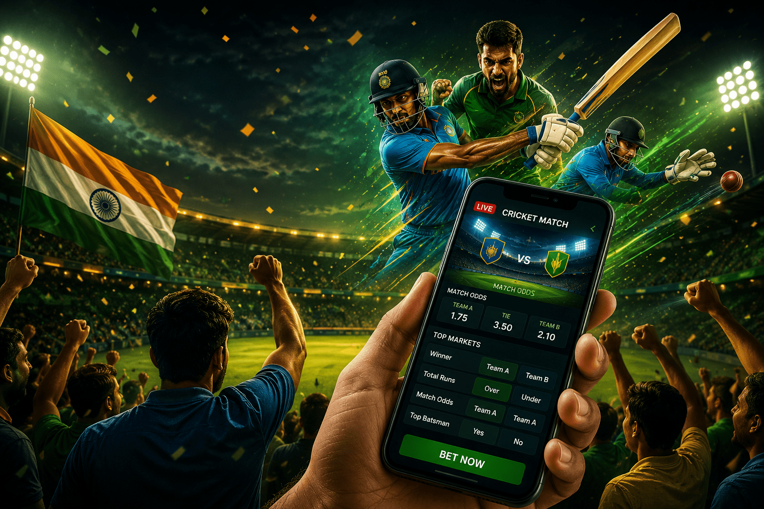 Exciting cricket match and betting action